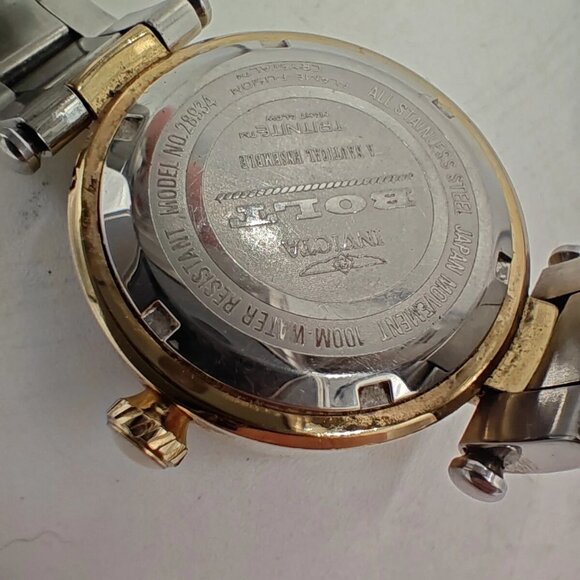 Invicta Bolt Two-Tone Quartz Watch Gold Silver Bracelet Diamond Dial EUC Working - Picture 15 of 16
